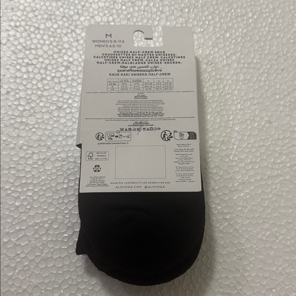 ALO Yoga Black and White Unisex Half-Crew Socks - Picture 2 of 2